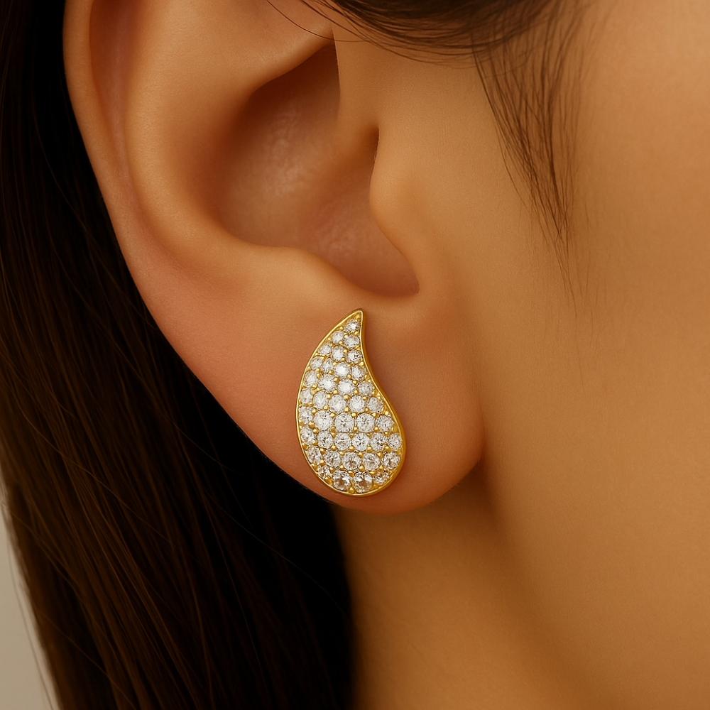 SPECIAL!.44ct G SI 14K Yellow Gold Pave Set Diamond Teardrop Style Earrings