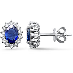 SPECIAL!1.52ct G SI 14K White Gold Diamond & Blue Sapphire Gemstone Earrings