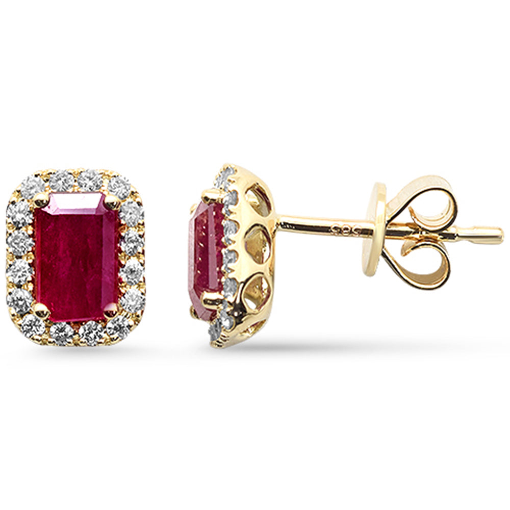SPECIAL!1.51ct G SI 14K Yellow Gold Diamond & Ruby Gemstone Earrings