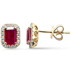 SPECIAL!1.51ct G SI 14K Yellow Gold Diamond & Ruby Gemstone Earrings