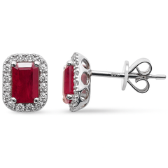 SPECIAL!1.49ct G SI 14K White Gold Diamond & Ruby Gemstone Earrings