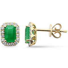 SPECIAL!1.29ct G SI 14K Yellow Gold Diamond & Emerald Gemstone Earrings
