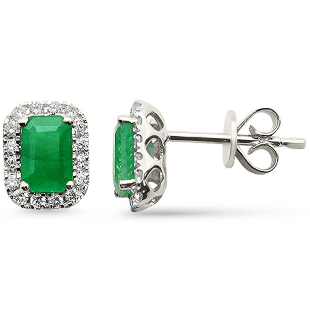 SPECIAL!1.42ct G SI 14K White Gold Diamond & Emerald Gemstone Earrings