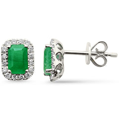 SPECIAL!1.42ct G SI 14K White Gold Diamond & Emerald Gemstone Earrings