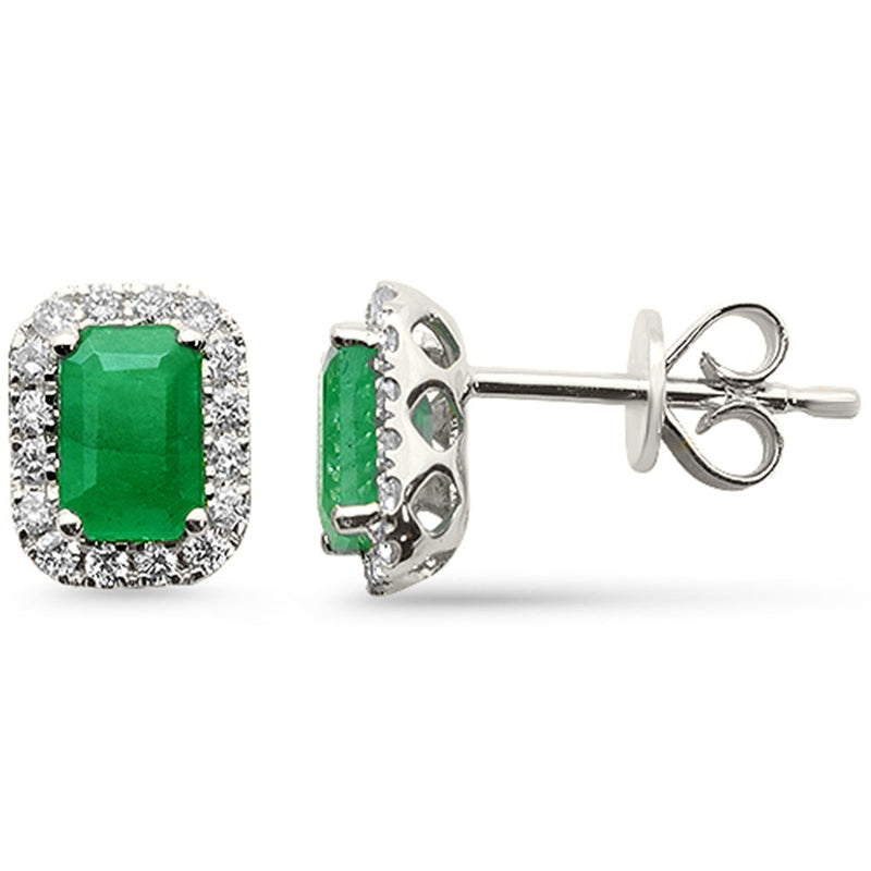 SPECIAL!1.42ct G SI 14K White Gold Diamond & Emerald Gemstone Earrings