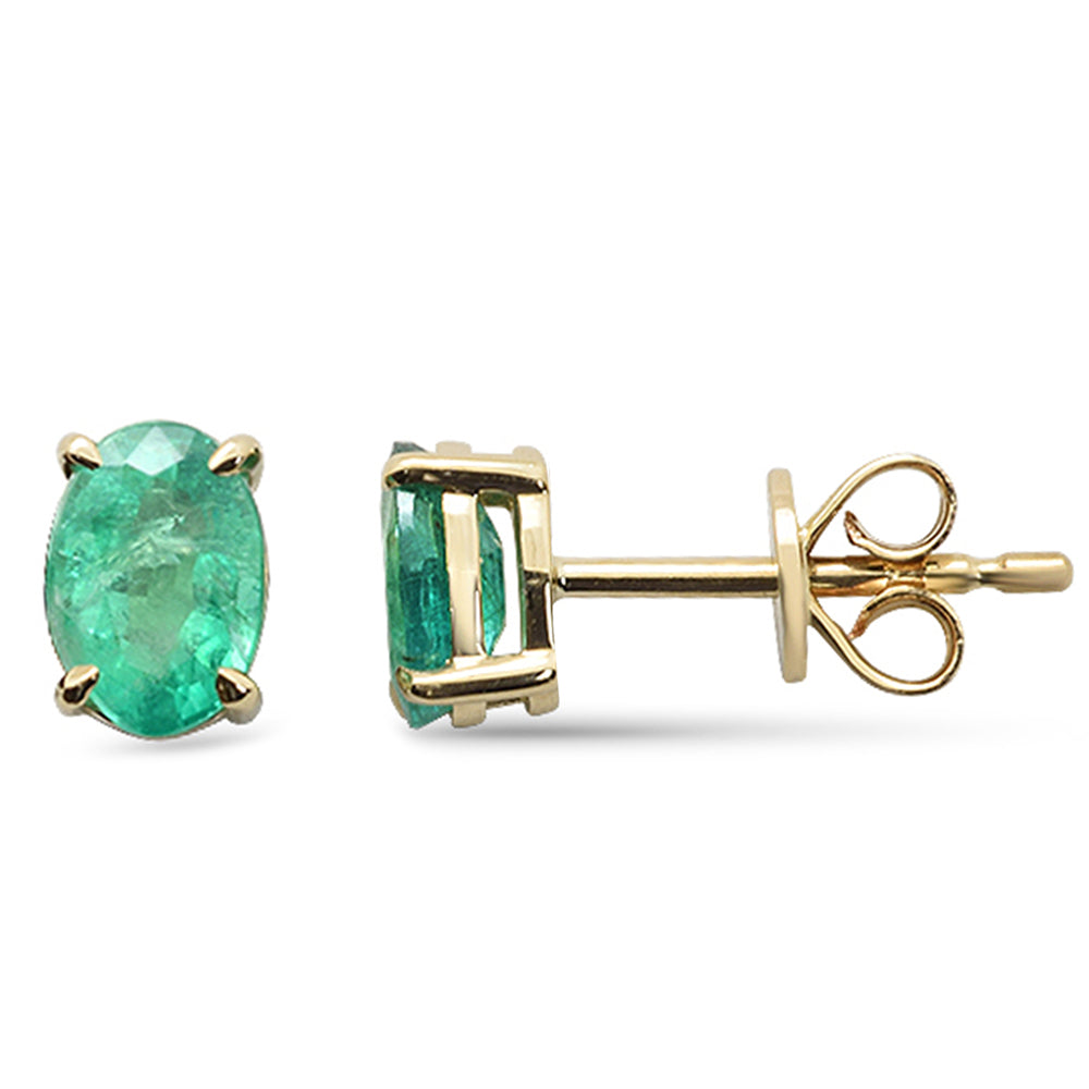 .79ct G SI 14K Yellow Gold  Emerald Gemstone Stud Earrings