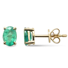 .79ct G SI 14K Yellow Gold  Emerald Gemstone Stud Earrings