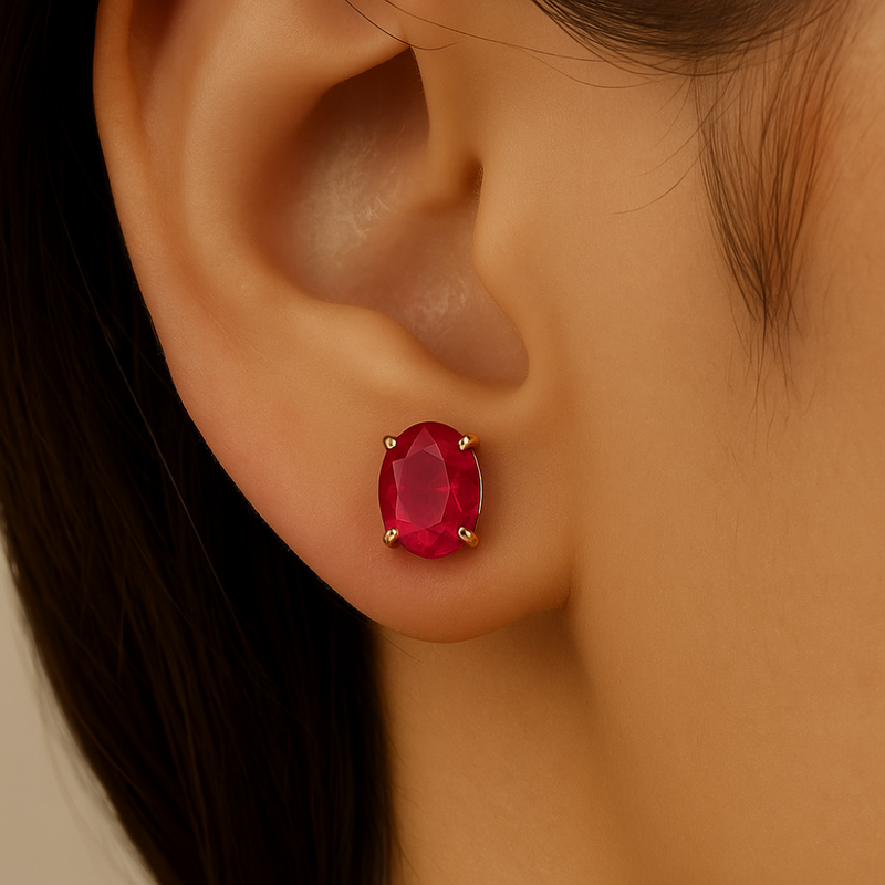 SPECIAL!1.17ct G SI 14K Yellow Gold Ruby Gemstone Earrings