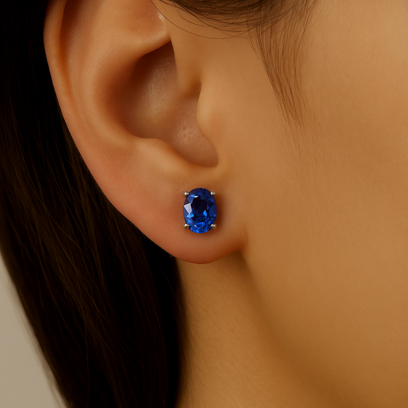 SPECIAL! 1.21ct G SI 14K White Gold Blue Sapphire Gemstone Earrings