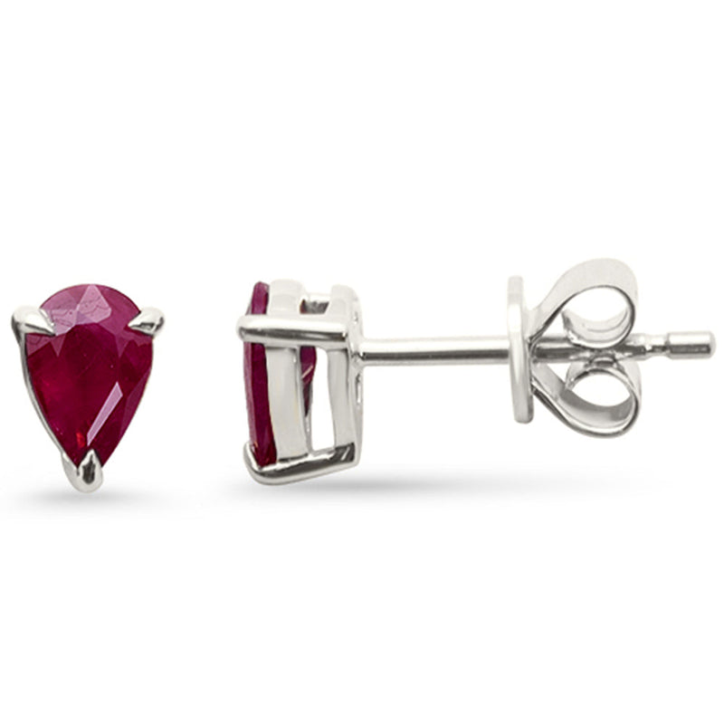 SPECIAL! .87ct G SI 14K White Gold Pear Shape Ruby Gemstone Earrings
