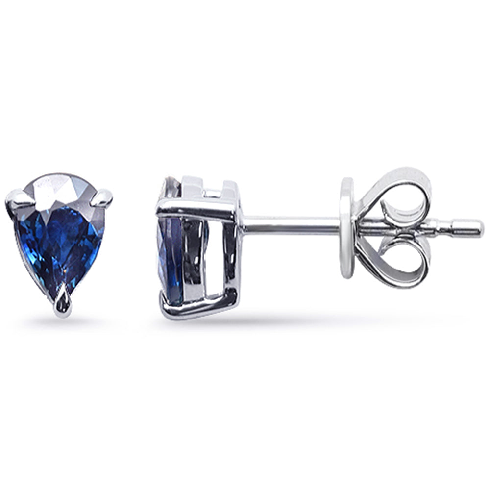SPECIAL! .99ct G SI 14K White Gold Pear Shape Blue Sapphire Gemstone Earrings