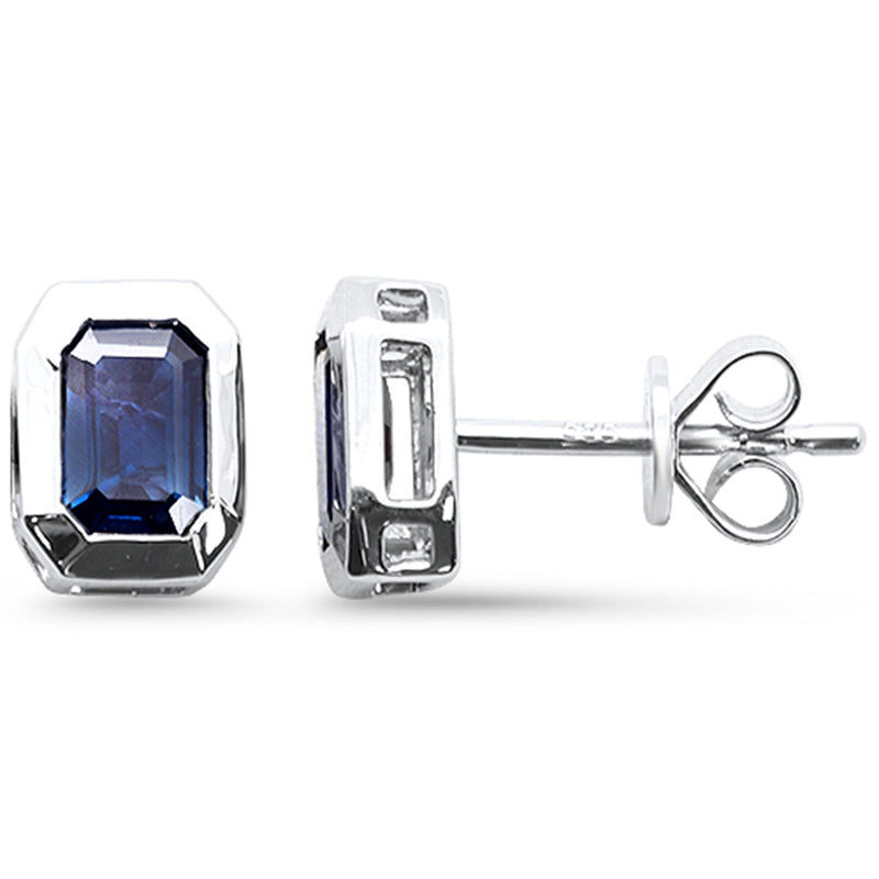 SPECIAL!1.11ct G SI 14K White Gold Blue Sapphire Gemstone Stud Earrings