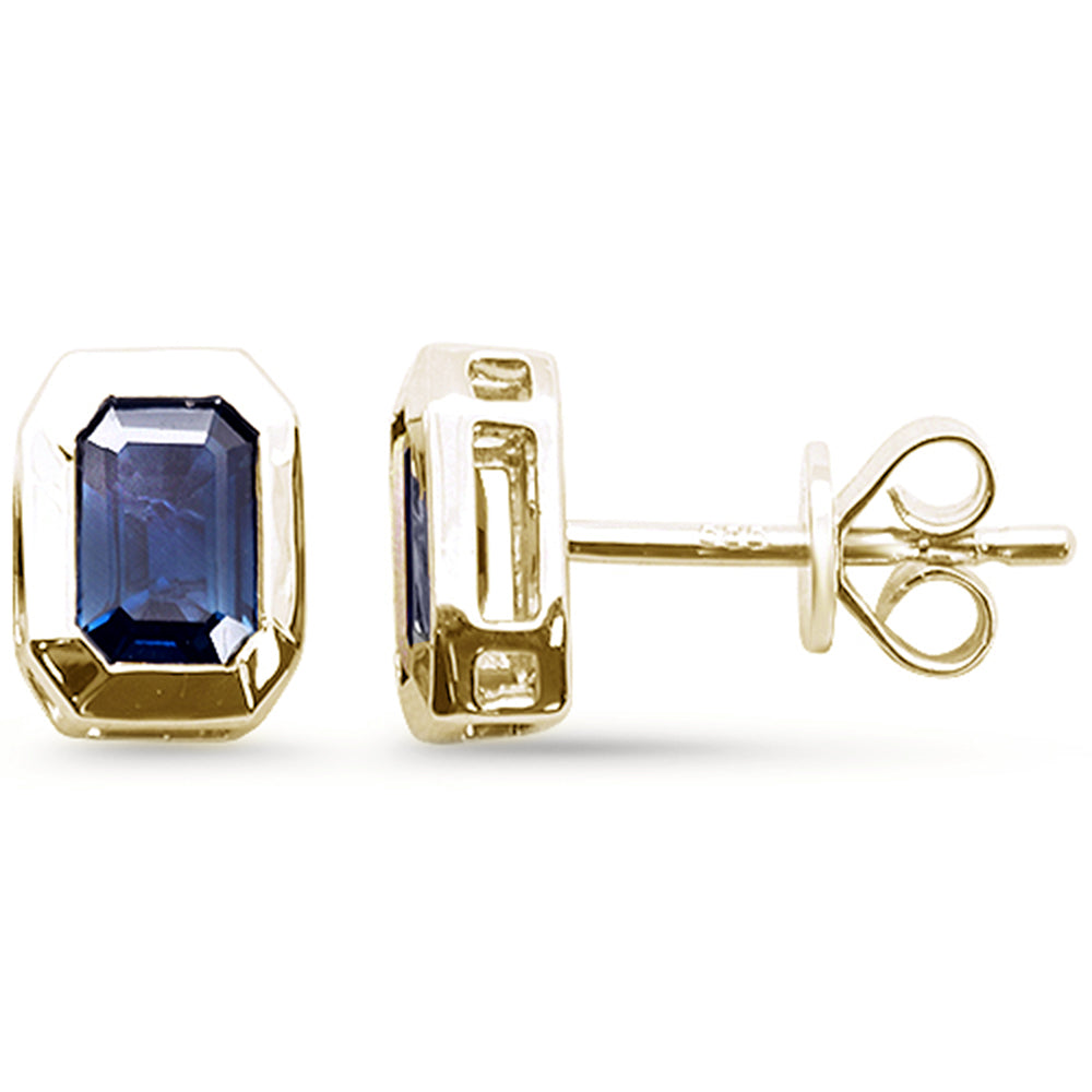 SPECIAL!1.11ct G SI 14K Yellow Gold Blue Sapphire Gemstone Stud Earrings