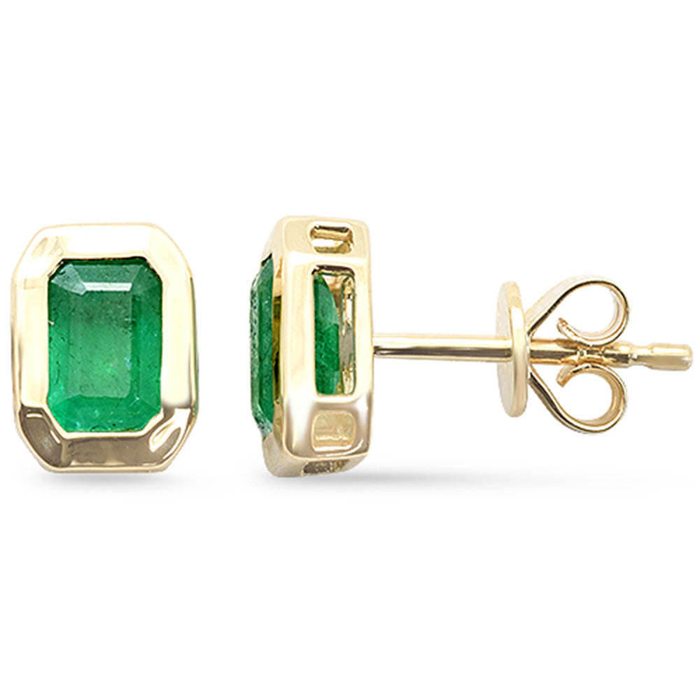 SPECIAL!1.03ct G SI 14K Yellow Gold Emerald Gemstone Stud Earrings