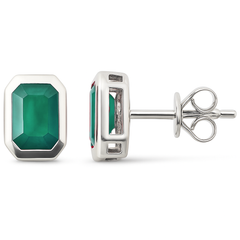 SPECIAL!1.20ct G SI 14K White Gold Emerald Gemstone Stud Earrings