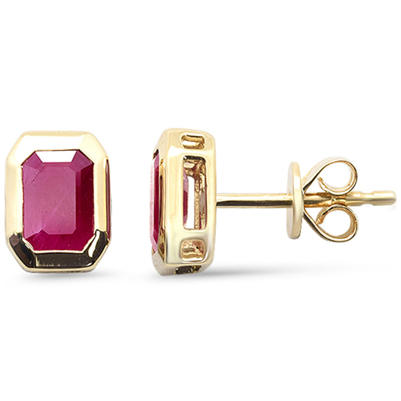 SPECIAL!1.47ct G SI 14K Yellow Gold Ruby Gemstone Stud Earrings
