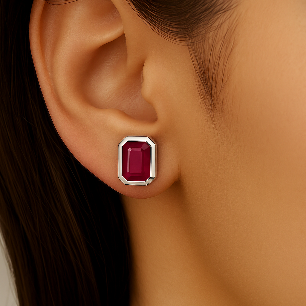 SPECIAL!1.64ct G SI 14K White Gold Ruby Gemstone Stud Earrings