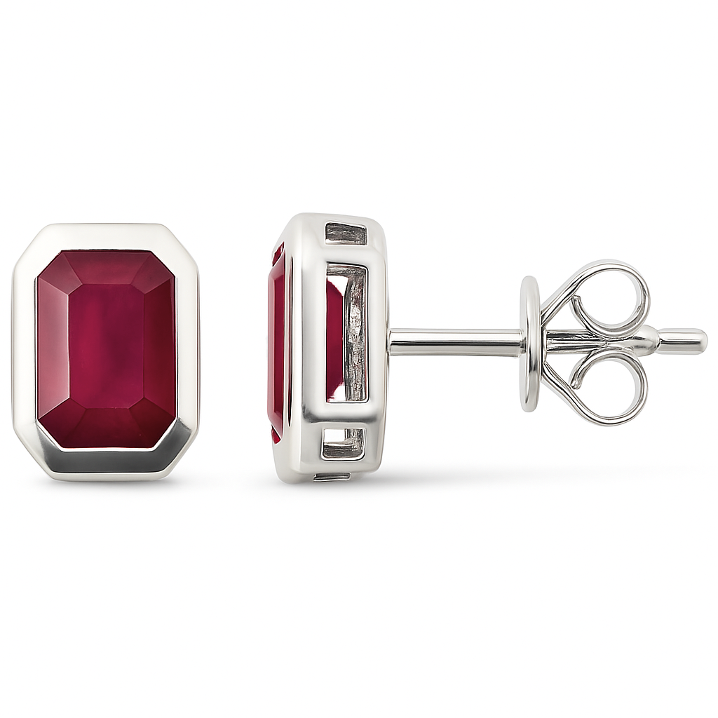 SPECIAL!1.64ct G SI 14K White Gold Ruby Gemstone Stud Earrings