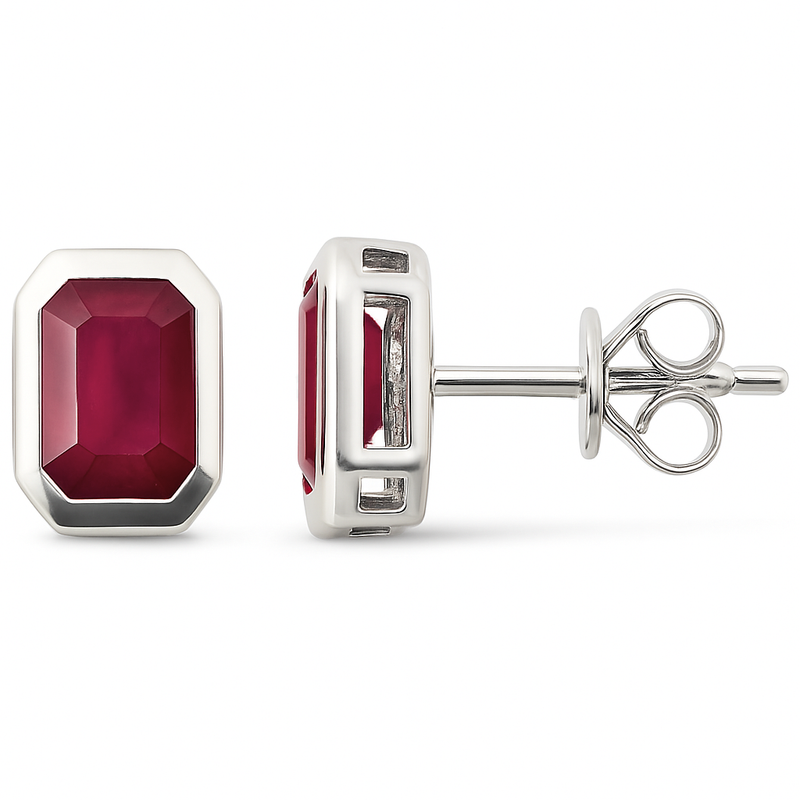SPECIAL!1.64ct G SI 14K White Gold Ruby Gemstone Stud Earrings