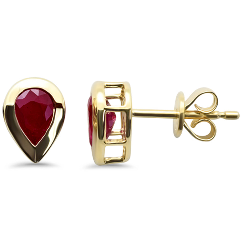 SPECIAL! 1.07ct G SI 14K Yellow Gold Pear Shape Ruby Gemstone Earrings