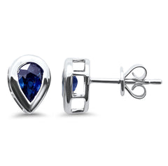 SPECIAL! .93ct G SI 14K White Gold Pear Shape Blue Sapphire Gemstone Earrings