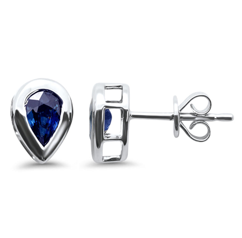 SPECIAL! .93ct G SI 14K White Gold Pear Shape Blue Sapphire Gemstone Earrings