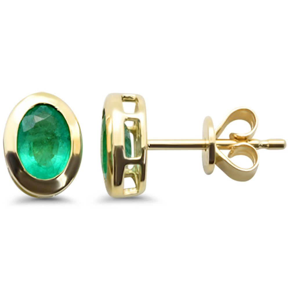 SPECIAL! .81ct G SI 14K Yellow Gold Oval Shape Emerald Gemstone Stud Earrings