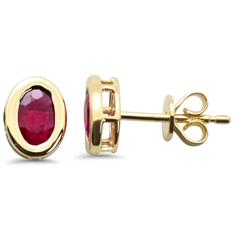 SPECIAL! .77ct G SI 14K Yellow Gold Oval Shape Ruby Gemstone Earrings