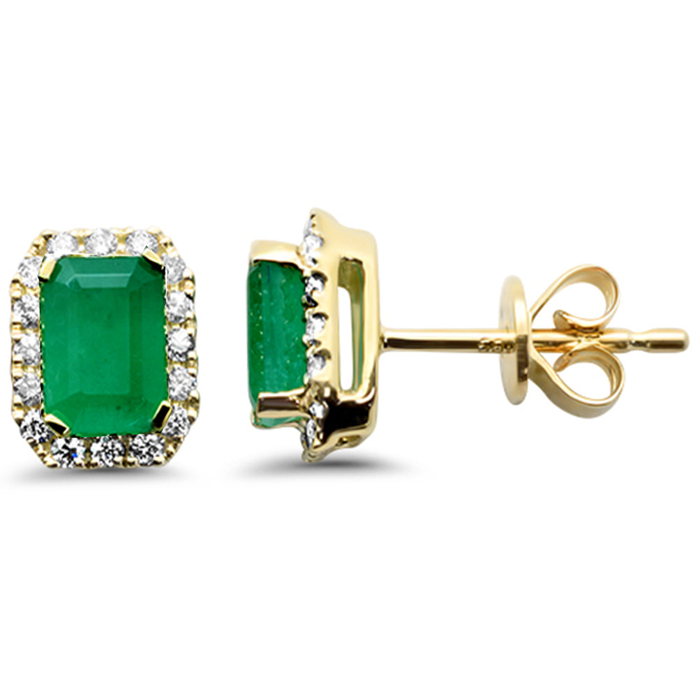 SPECIAL!1.25ct G SI 14K Yellow Gold Diamond & Emerald Gemstone Earrings
