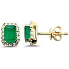 SPECIAL!1.25ct G SI 14K Yellow Gold Diamond & Emerald Gemstone Earrings