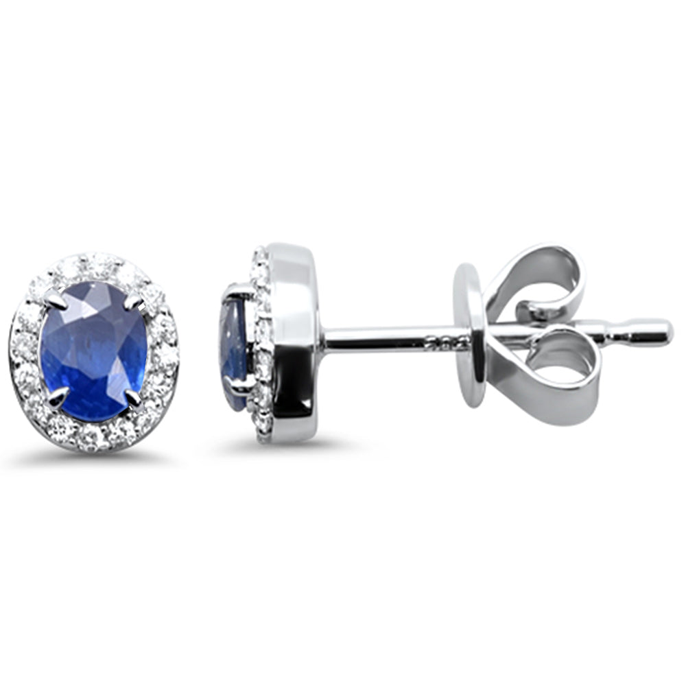 SPECIAL! .50ct G SI 14K White Gold Diamond & Blue Sapphire Gemstone Earrings