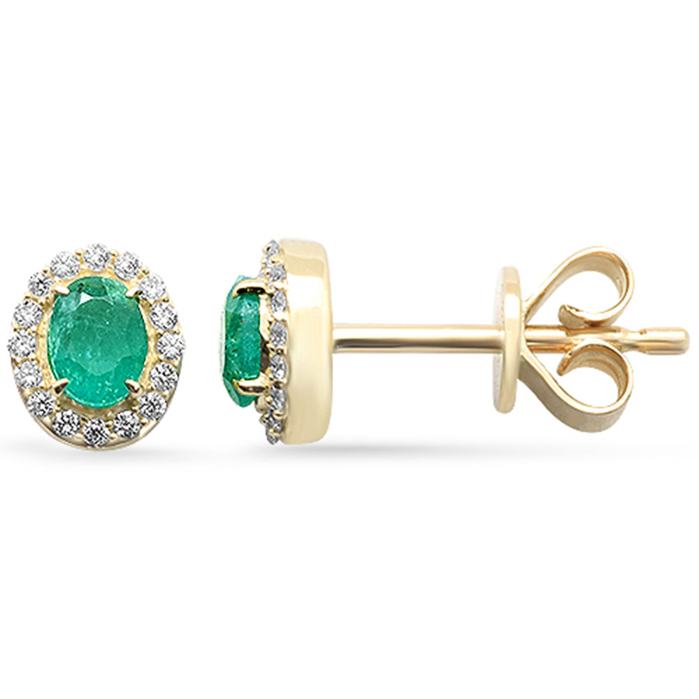 SPECIAL! .37ct G SI 14K Yellow Gold Diamond & Emerald Gemstone Earrings
