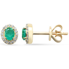 SPECIAL! .37ct G SI 14K Yellow Gold Diamond & Emerald Gemstone Earrings