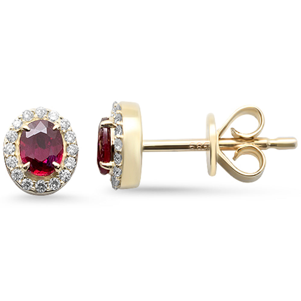 .47ct G SI 14K Yellow Gold Diamond & Ruby Gemstone Earrings