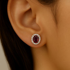 .47ct G SI 14K Yellow Gold Diamond & Ruby Gemstone Earrings