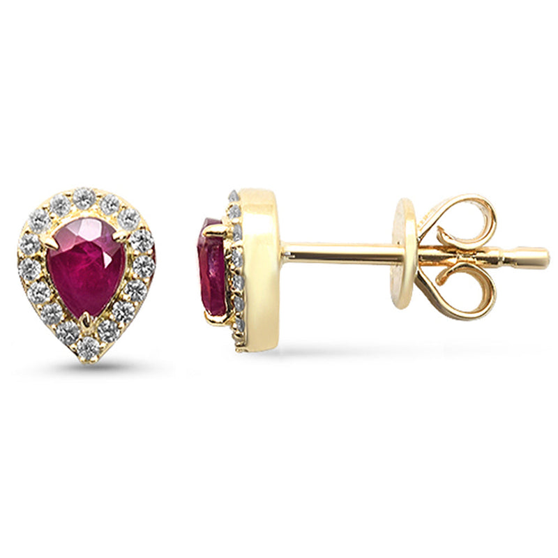 .51ct G SI 14K Yellow Gold Diamond & Ruby Gemstone Earrings