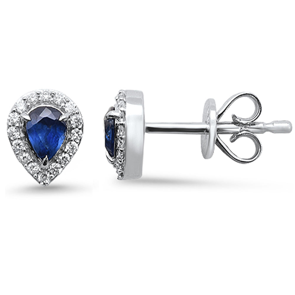 SPECIAL! .45ct G SI 14K White Gold Diamond & Blue Sapphire Gemstone Earrings