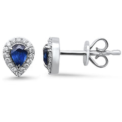 SPECIAL! .45ct G SI 14K White Gold Diamond & Blue Sapphire Gemstone Earrings