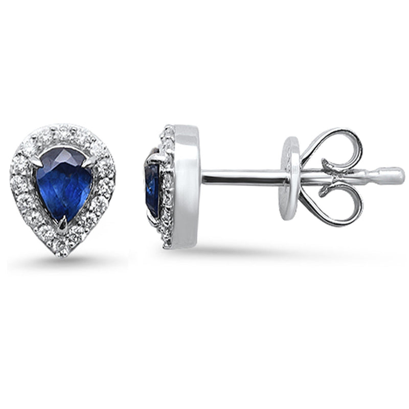 SPECIAL! .45ct G SI 14K White Gold Diamond & Blue Sapphire Gemstone Earrings