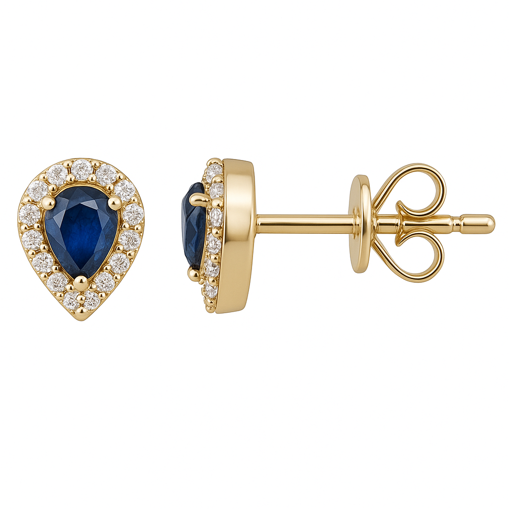 SPECIAL! .58ct G SI 14K Yellow Gold Diamond & Blue Sapphire Gemstone Earrings