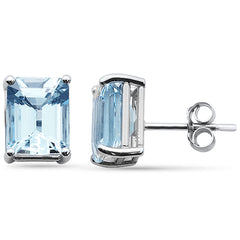 SPECIAL!3.46ct G SI 14K White Gold Aquamarine Gemstone Stud Earrings