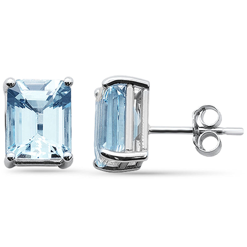 SPECIAL!3.46ct G SI 14K White Gold Aquamarine Gemstone Stud Earrings
