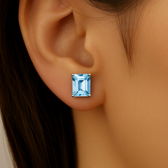 SPECIAL!3.46ct G SI 14K White Gold Aquamarine Gemstone Stud Earrings