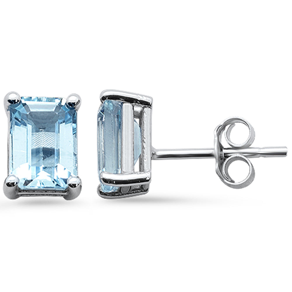 SPECIAL! 1.61ct G SI 14K White Gold Aquamarine Gemstone Stud Earrings