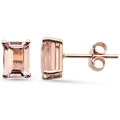 SPECIAL!1.60ct G SI 14K Rose Gold Morganite Gemstone Stud Earrings