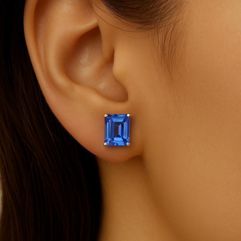 SPECIAL!4.11ct G SI 14K White Gold Tanzanite Gemstone Stud Earrings