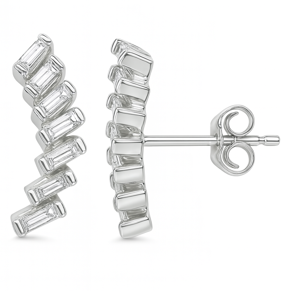 SPECIAL!.53ct G SI 14K White Gold Baguette Diamond Earrings