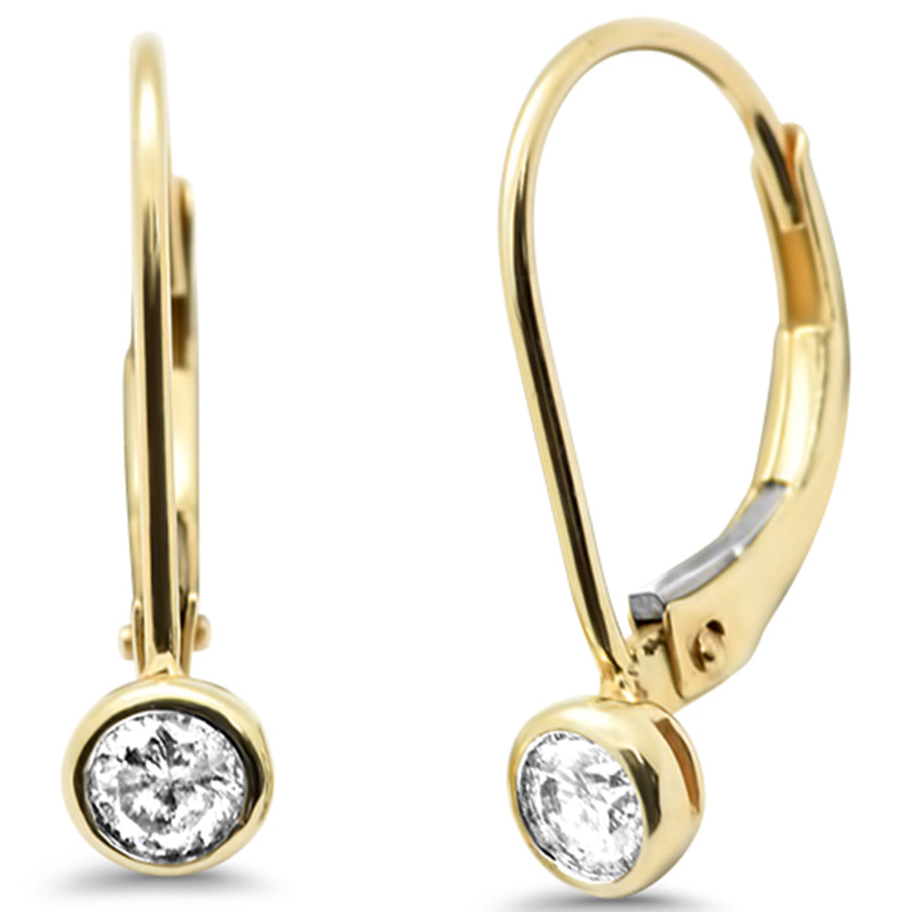 SPECIAL!.26ct G SI 14K Yellow Gold Bezel Set Round Diamond Lever Back Earrings