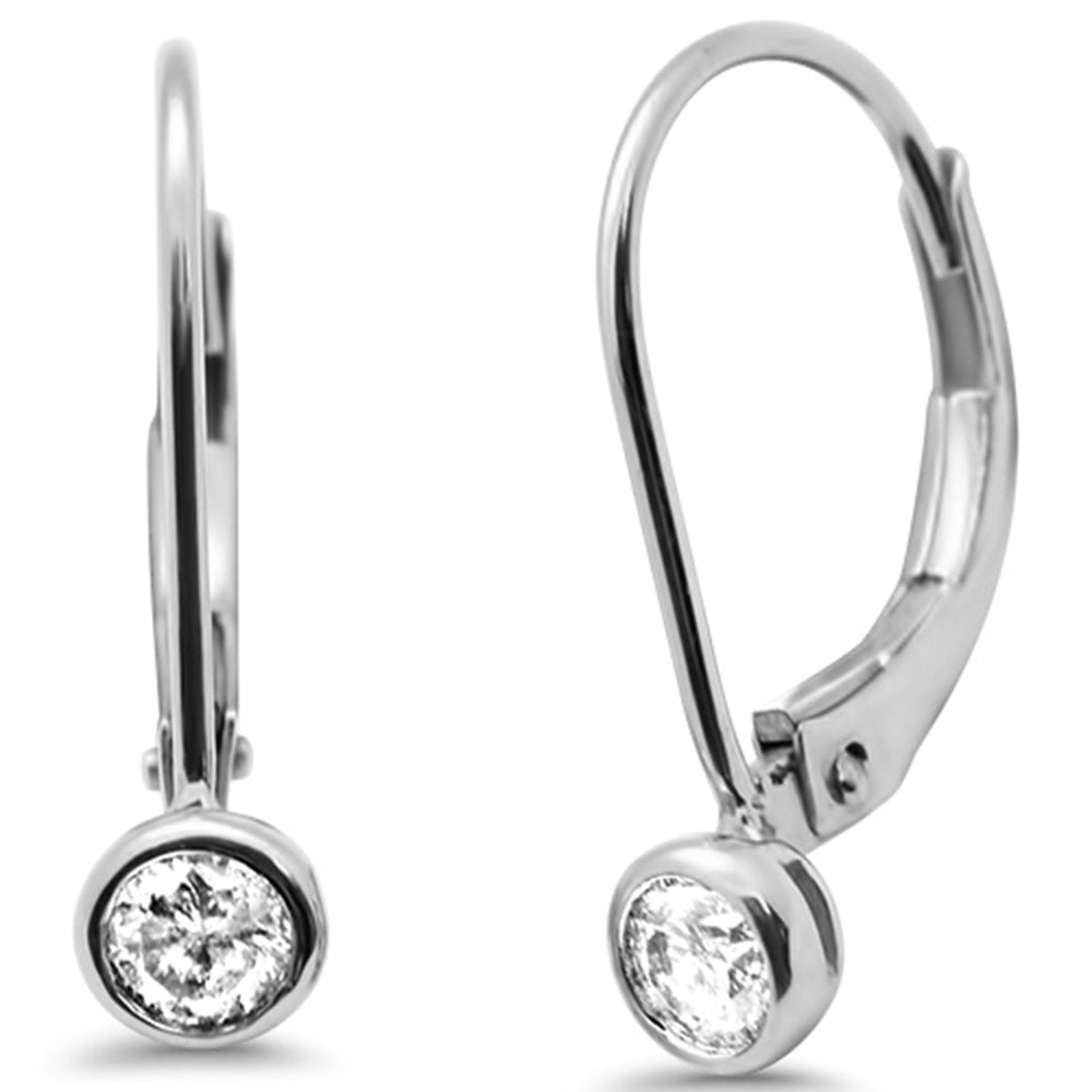 SPECIAL! .26ct G SI 14K White Gold Bezel Set Round Diamond Lever Back Earrings
