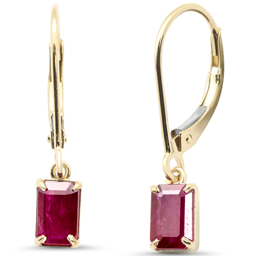 SPECIAL! 1.30ct G SI 14K Yellow Gold  Ruby Gemstone Lever Back Dangling Earrings